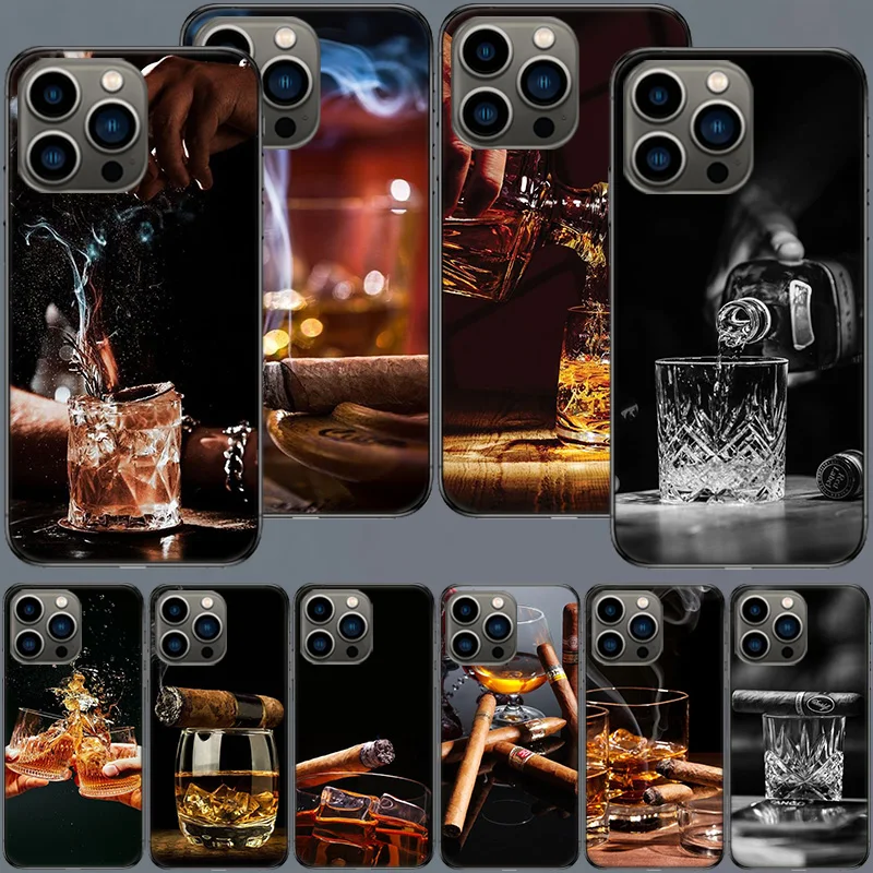 Сильный виски с сигаретками, чехол для телефона Apple Iphone 16 15+ Pro Max 14 Plus 16E Coque 13 Pro 12 Mini 11, прозрачный чехол Silico