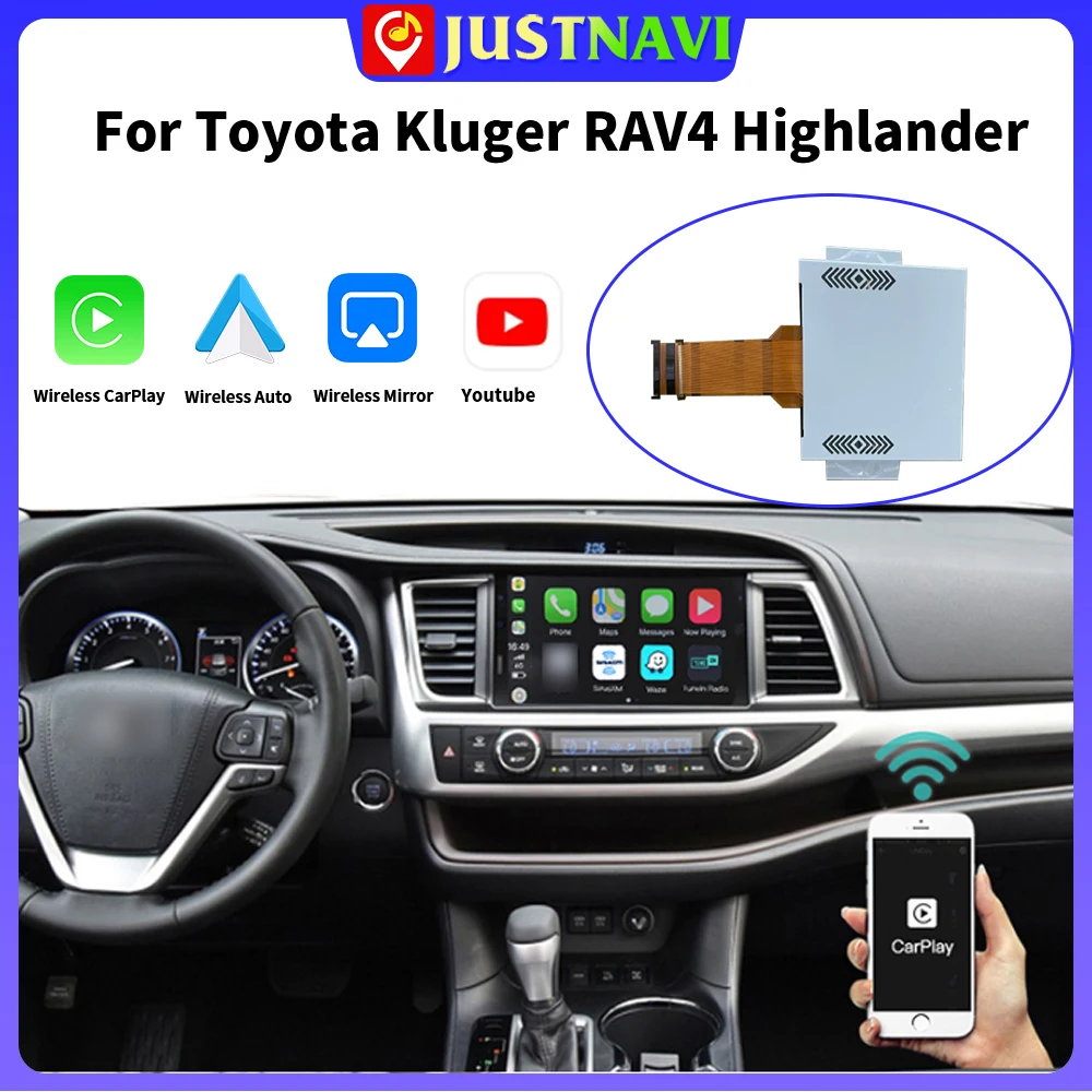 JUSTNAVI для TOYOTA 2014-2019 HIGHLANDER 4runner Tundra RAV4 Tacoma Auris Avalon Android автомобильный Декодер Беспроводной CarPlay Auto
