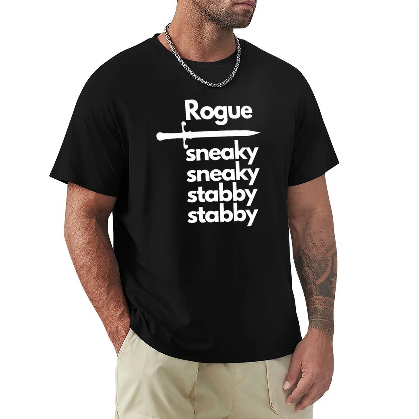 Футболка Rogue Sneaky Sneaky Stabby Stabby, забавная рубашка, хлопковая винтажная футболка для мужчин