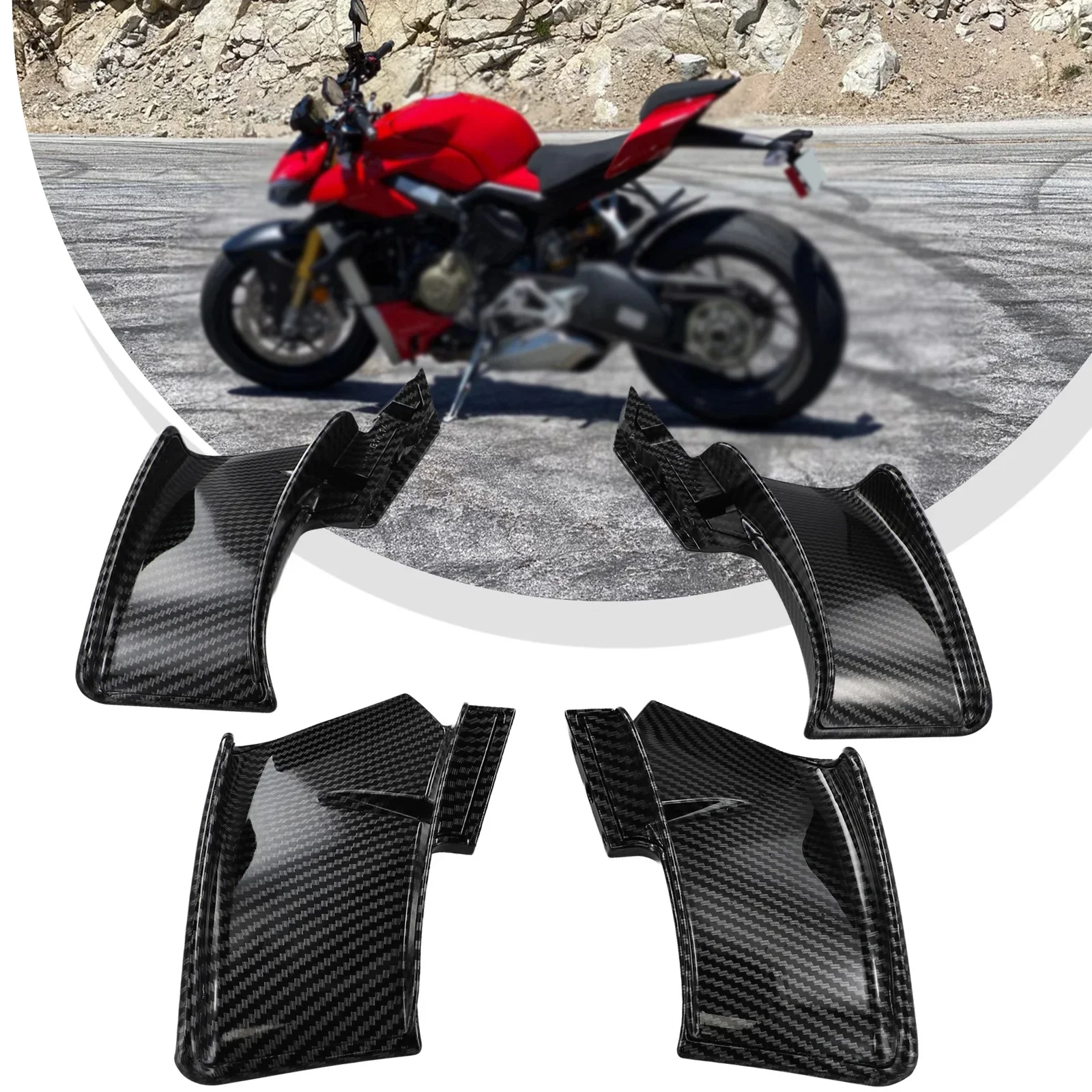 Фото Для DUCATI Streetfighter V4/S/SP V2/S спойлер из углеродного волокна Fxed Winglets Wings 2024, горячая распродажа, новинка и высокое качество №2