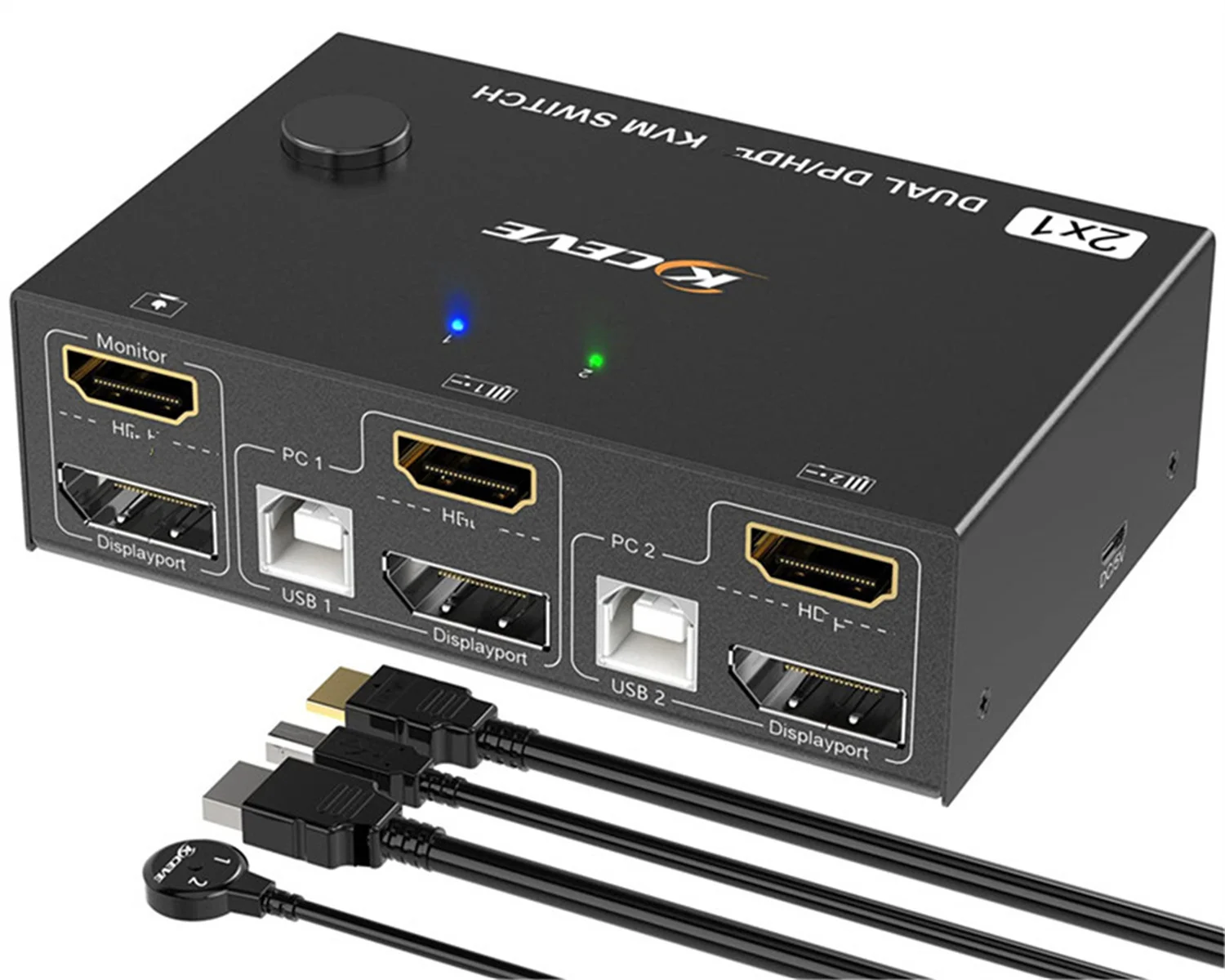 KVM-переключатель с двумя мониторами HDTV и DP 2 порта 4K @ 60 Гц, HDMI-совместимый DP расширенный переключатель дисплея для 2 компьютеров с 2 мониторами