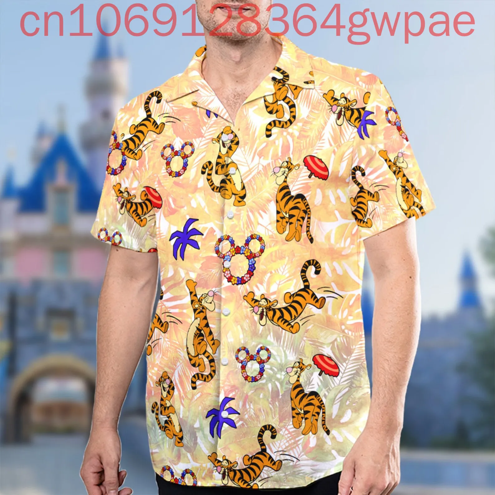 Фото Гавайские рубашки Disney Tigger, мужские и женские детские летние повседневные пляжные рубашки с короткими рукавами Y2k, модные рубашки для отдыха и отпуска №4
