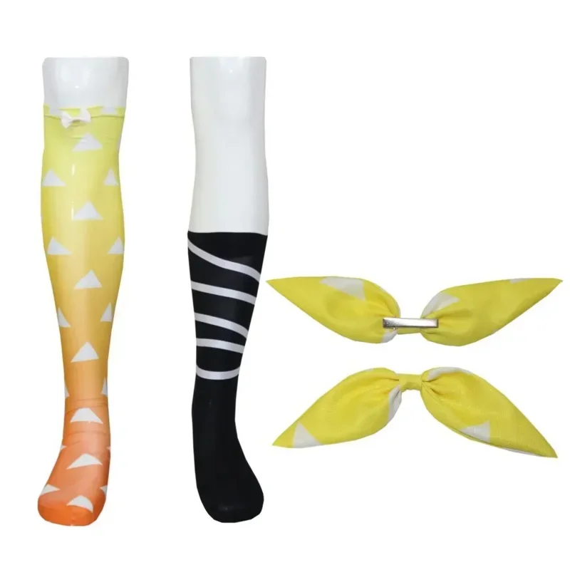 Фото SN60 Agatsuma Zenitsu Cosplay Zenko Cosplay Anime Costume Black Yellow Party Dress Long Wig Socks Headwear Suit1 @ j $ №4