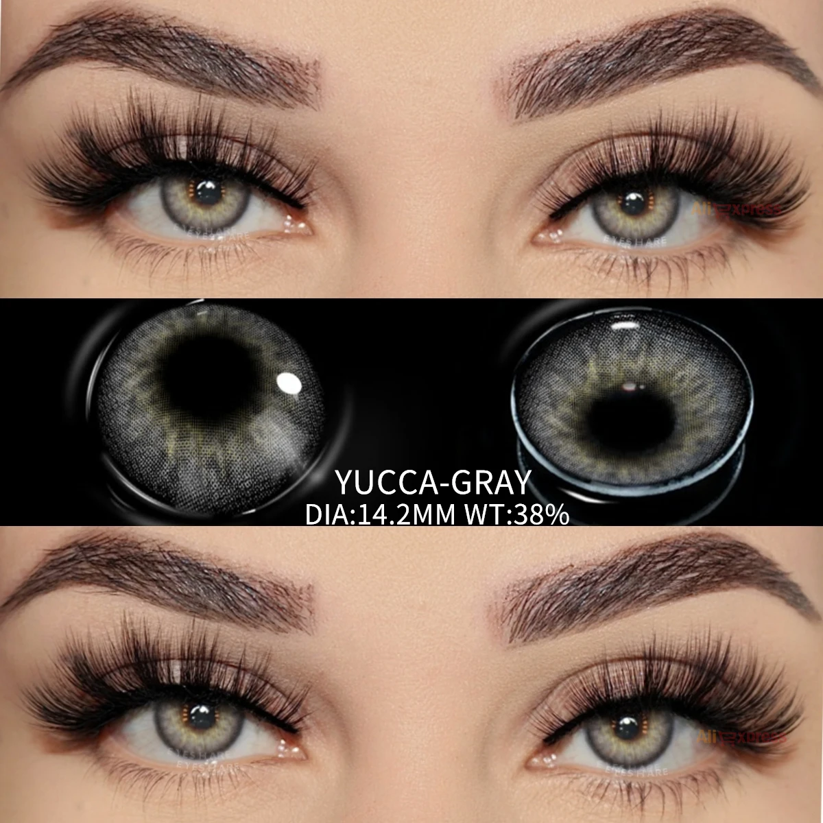 Фото EYESHARE 1 пара цветных контактных линз для глаз, серая линза, мягкие линзы естественного цвета, косметика, контакт, ежегодные красивые ученики №4