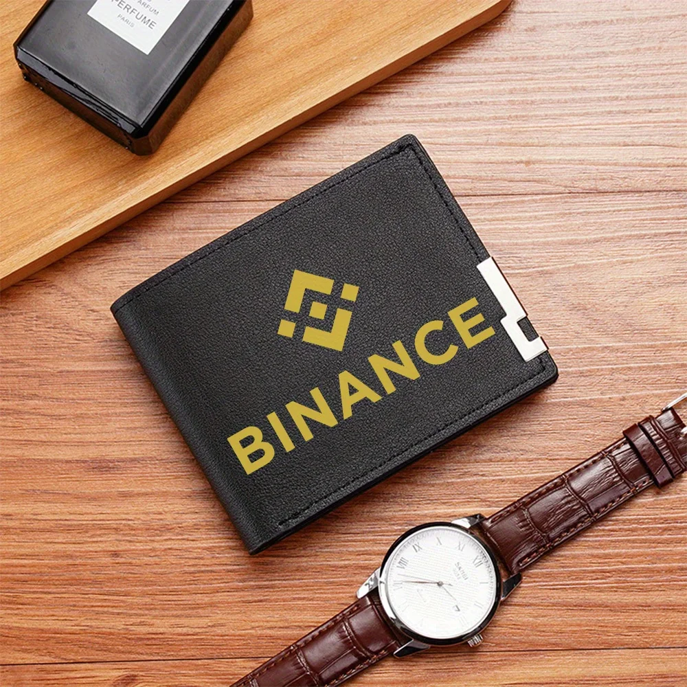 Фото Логотип Binance с геометрическим символом, мужской кошелек с принтом, простой современный стильный деловой кошелек для отца, парня, Рождество Lo №2