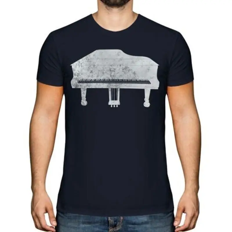 Grand Klavier Distressed Print Herren Retro Design Top Musik Geschenk