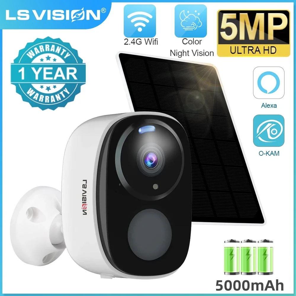 Камера видеонаблюдения LS VISION с солнечной батареей, Wi-Fi, 5 Мп, 5000 мАч