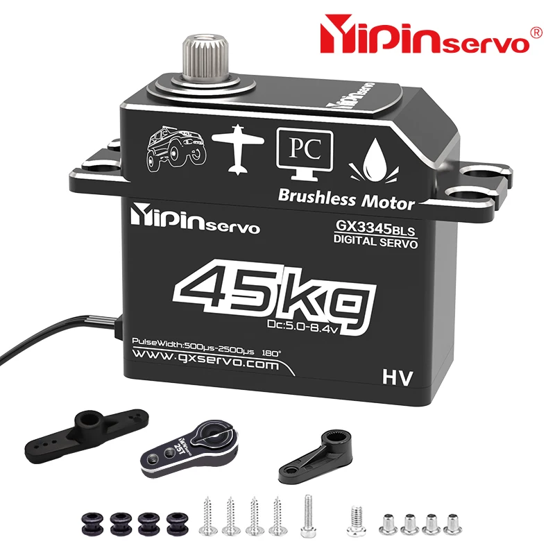 Yipinservo 45 кг бесщеточные сервоприводы полностью Металлическая Шестерня HV большой крутящий момент водонепроницаемый для радиоуправляемого автомобиля гусеничный двигатель 1/8 1/10 аксессуары для лодок