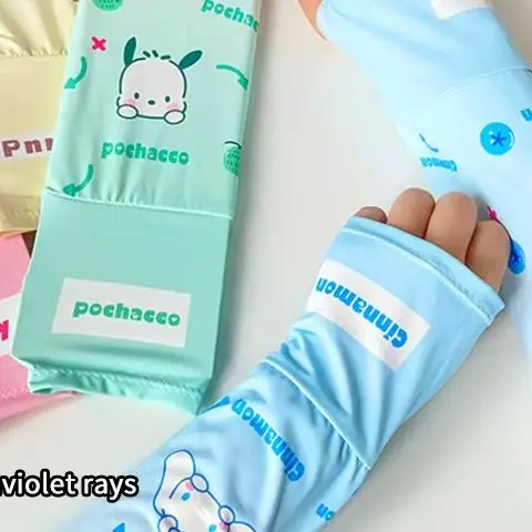 1 пара Sanrio Kuromi Melody Cinnamoroll детские шелковые рукава на руку, солнцезащитные рукава, чехлы на руки