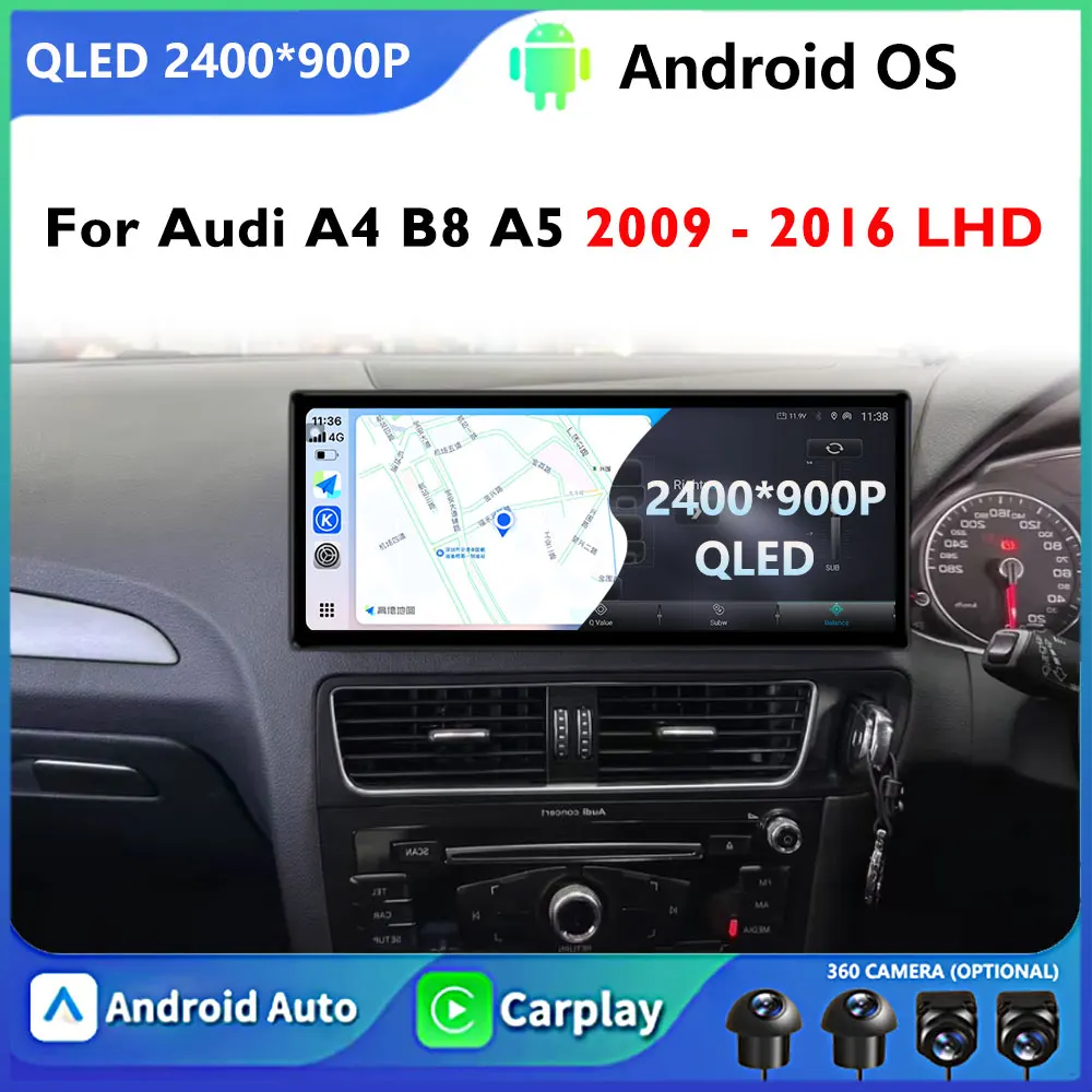 Android Auto автомобильный радиоприемник мультимедийный плеер беспроводной Carplay экран авторадио стерео GPS Navi DSP 4G для Audi A4 B8 A5 2009-2016