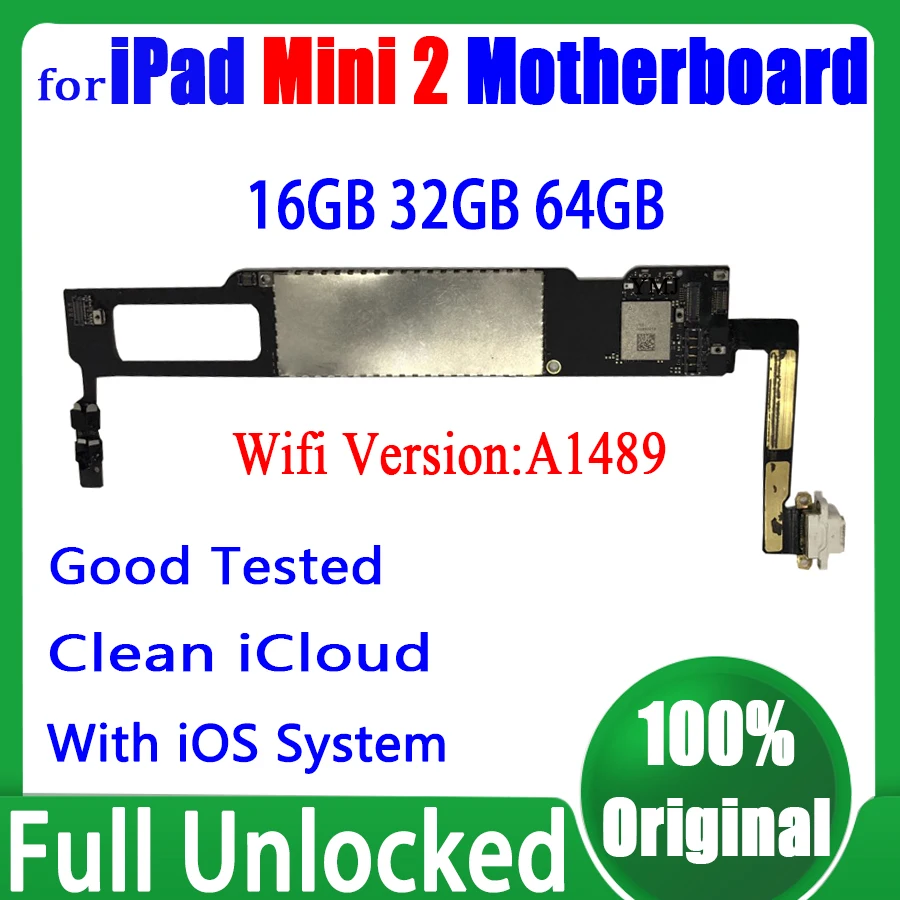 Материнская плата A1489 Wi-Fi и A1490, материнская плата 3G, версия для Ipad Mini 2, без местоположения, iCloud, полностью протестирована