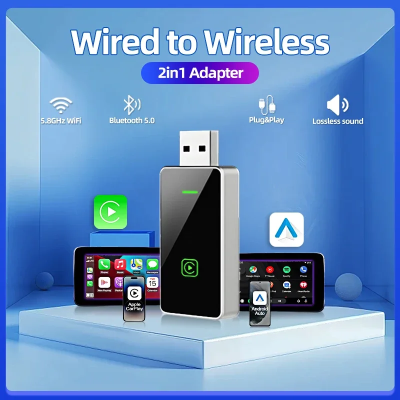 2 в 1 Mini Carplay Box Wireless Carplay & Android Auto AI Box проводной к беспроводному для BMW Auai MG Lada Dacia Opel Dodge Lexus Jeep