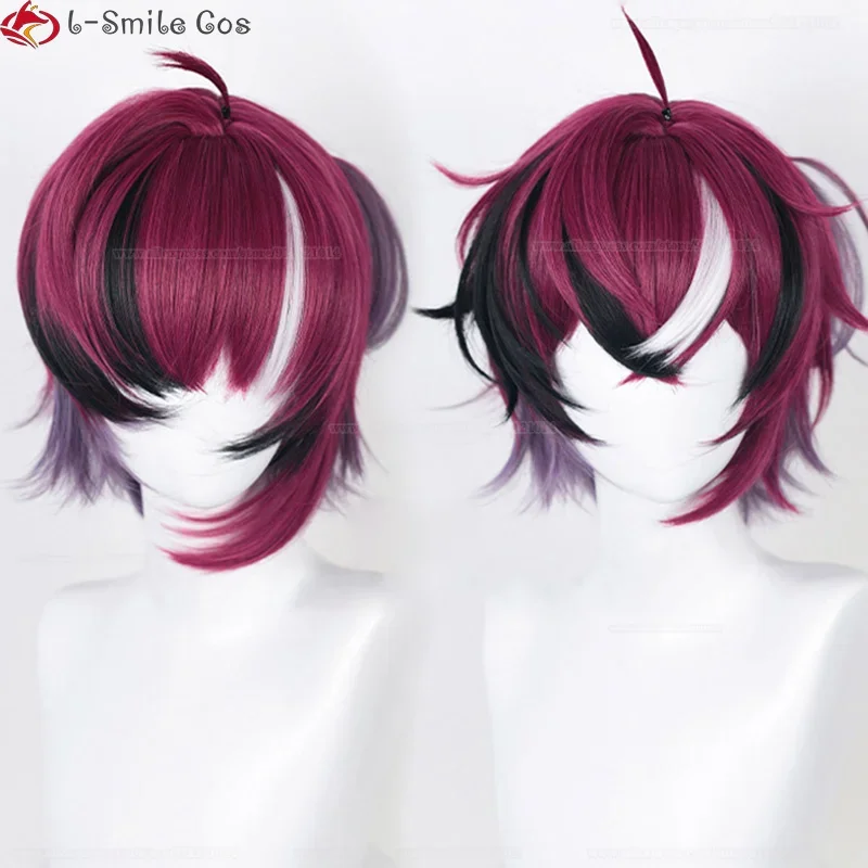Vtuber EN7 XSOLEIL Doppio Dropscythe Косплей Парик 35 см Короткие парики Doppio Термостойкие волосы Мужчины Nijisanjien Парики для вечеринок + шапочка для парика
