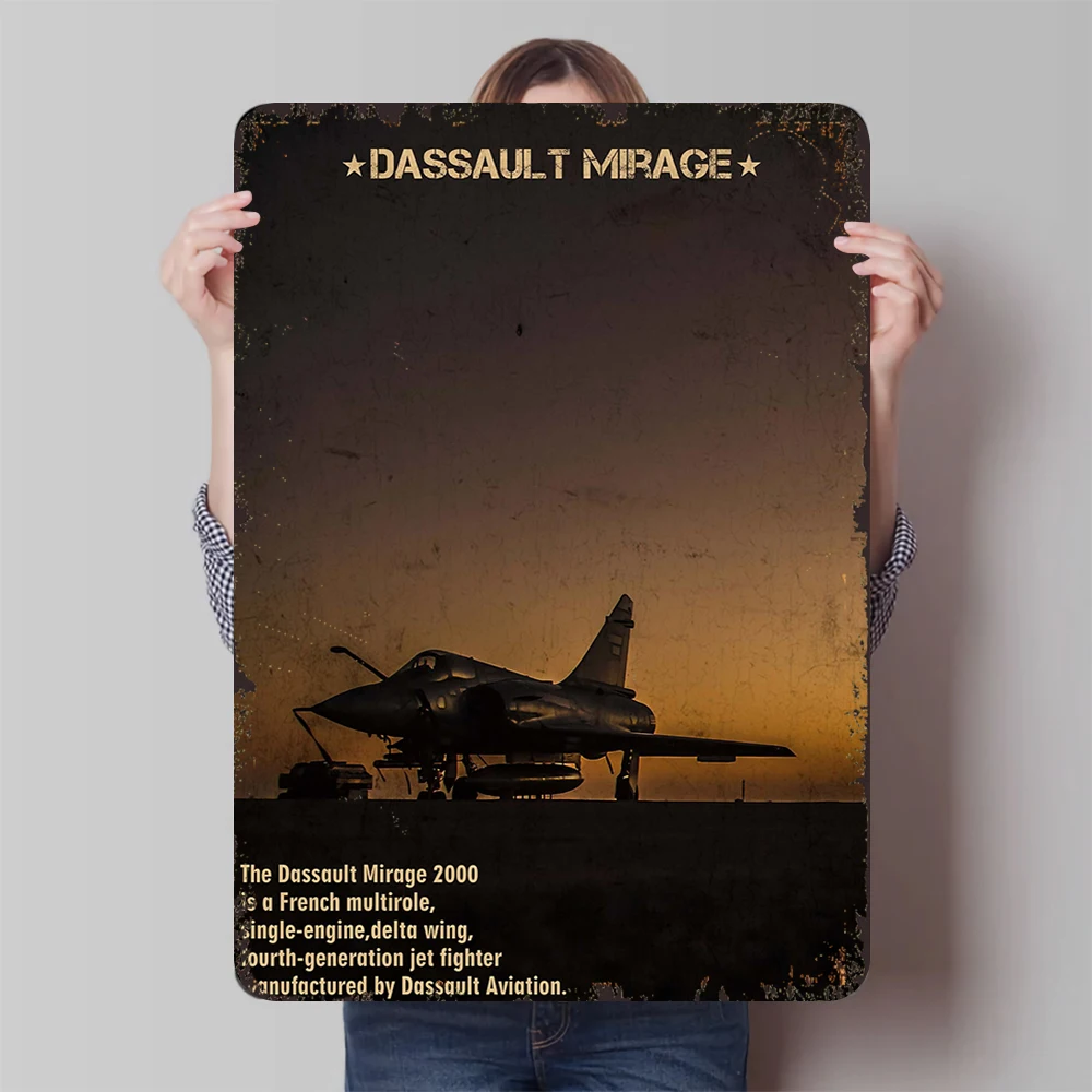 Dassault Mirage 2000, реактивный истребитель, металлический настенный художественный винтажный военный авиационный декор для домашнего офиса