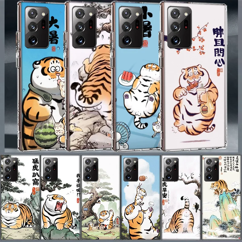 Мультяшный чехол Fat Tiger для Samsung A55 A35 A25 A15 Phone A05S Note 20 Ultra 10 Lite 9 8 M52 M51 M32 M31 M30S M21 J8 J6 J4 Plus