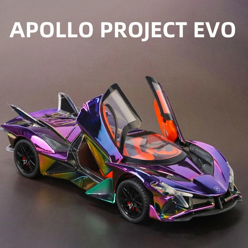 1:24 Apollo Project EVO гальванический суперкар из сплава, модель мышечного автомобиля, звук и свет, детская игрушка, коллекционные предметы, подарок на день рождения