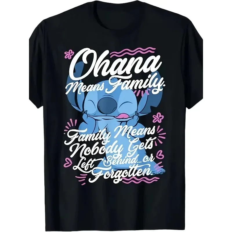 Футболка Disney Stitch Disney 2025л. |   Черная рубашка унисекс с короткими рукавами и круглым вырезом |   Идеально подходит для всех сезонов