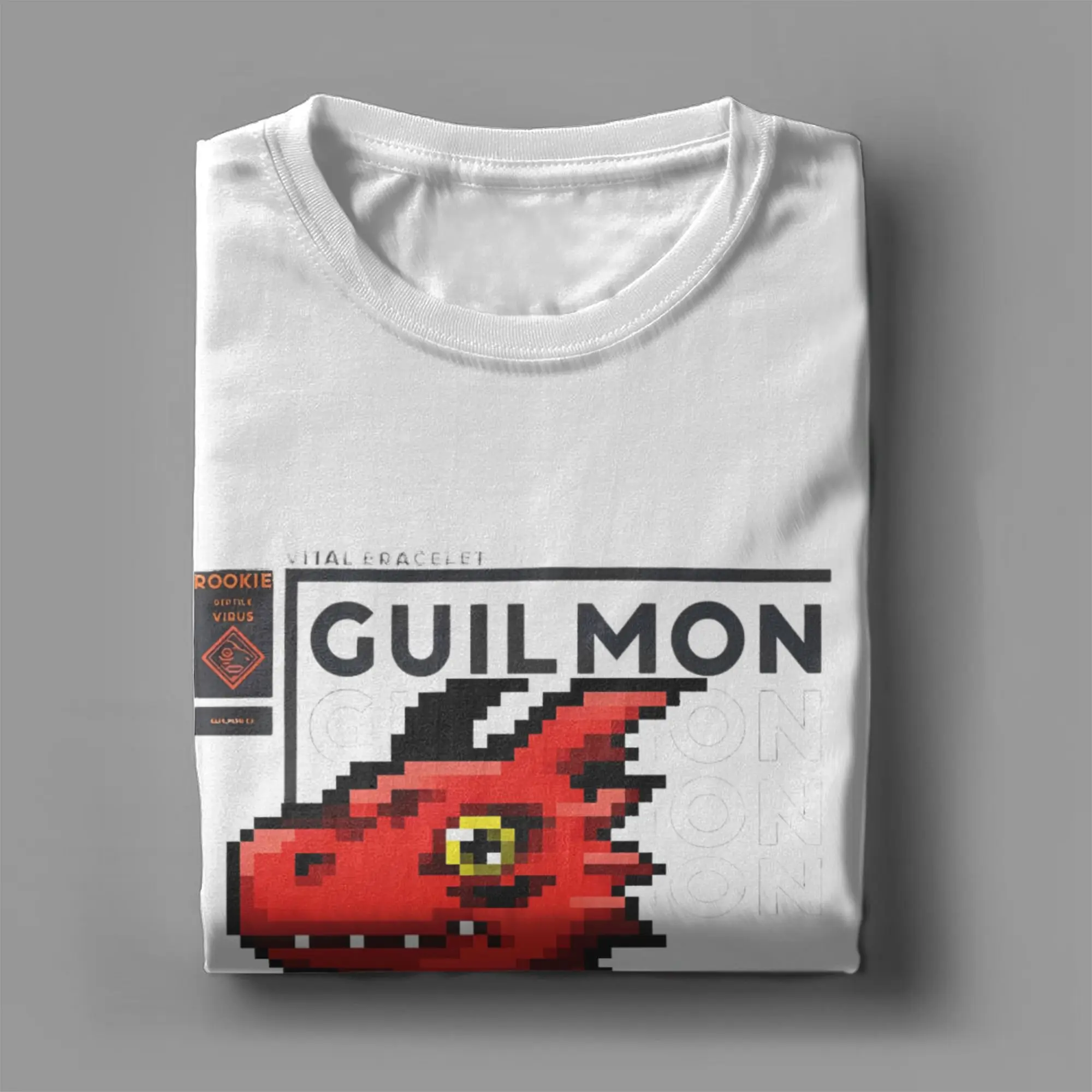 Фото Мужская футболка Digimon Vb Guilmon из 100% хлопка, футболка Harajuku с круглым вырезом и коротким рукавом №4