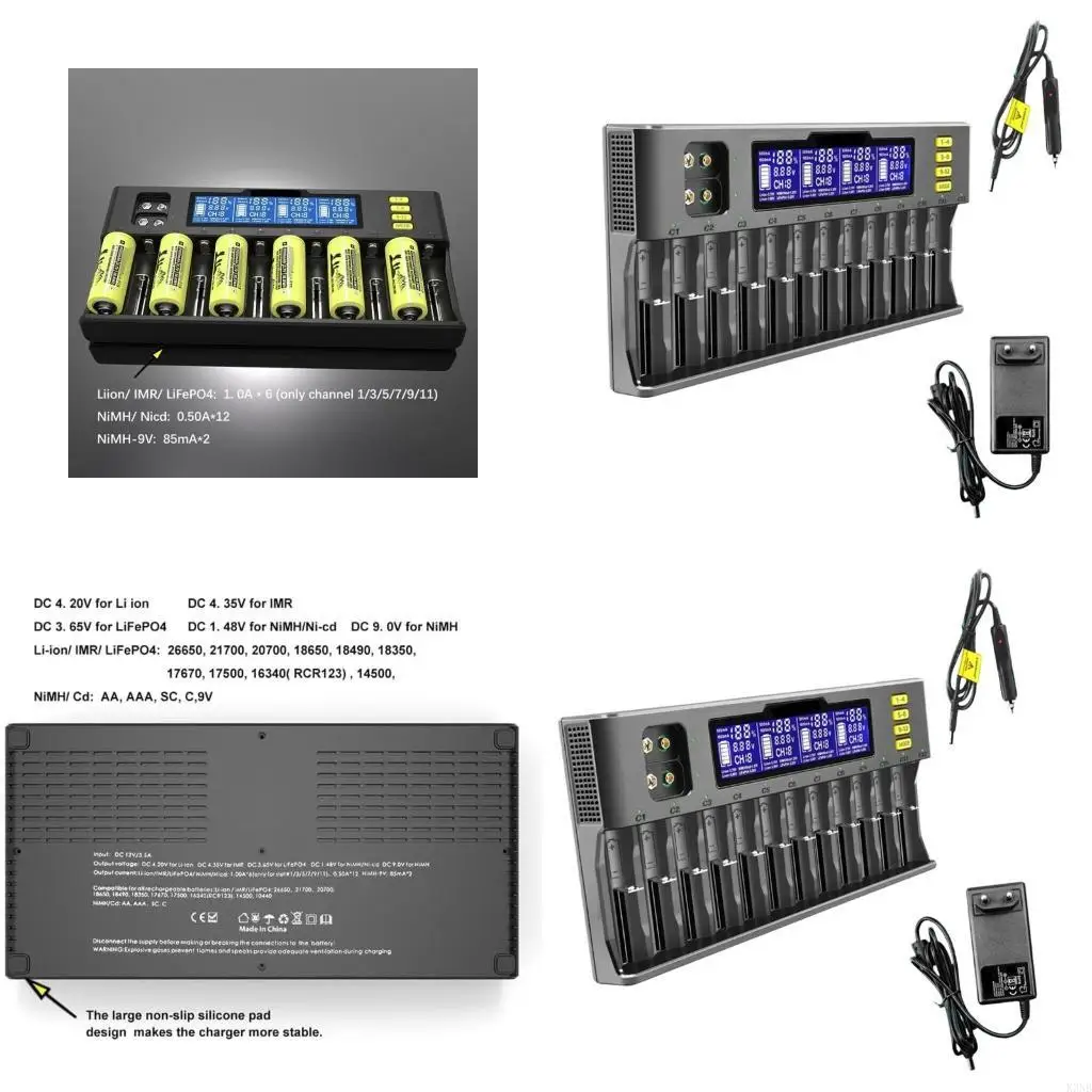 Зарядка батареи K3NB 12SLOT с независимым управлением для 21700 26650 батарей