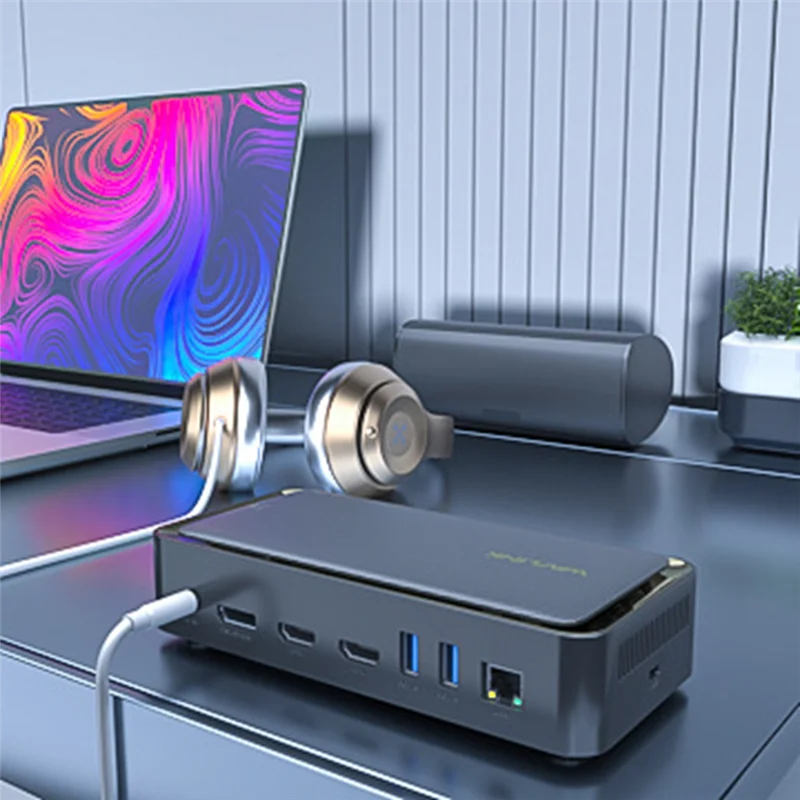 Фото Док-станция USB C 13-в-1, тройной дисплей 4K при 60 Гц, корпус M.2 Pcie/SATA SSD для профессионалов и геймеров №4