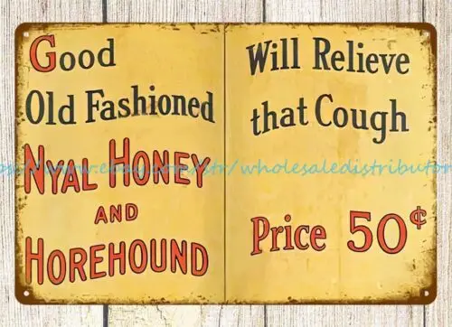 Металлический жестяной знак Nyal Honey and Horehound для снятия кашля, Настенный декор, распродажа