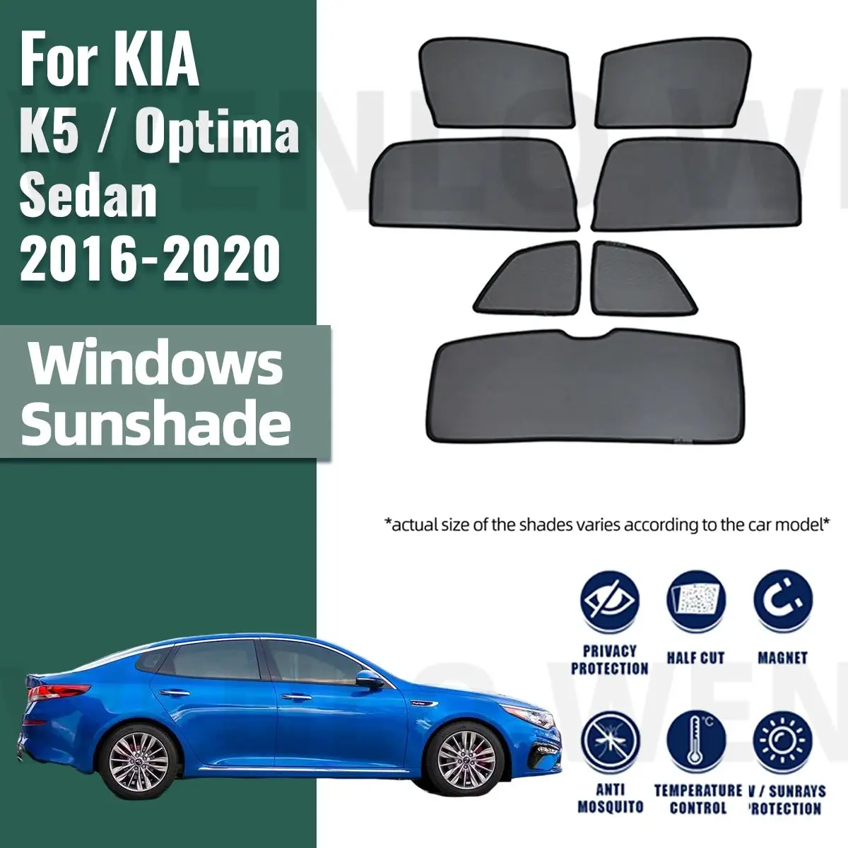 Для KIA K5 Optima Sedan 2016-2020 Магнитный автомобильный солнцезащитный козырек, передняя лобовое стекло, рамка, занавеска на заднее боковое окно, солнцезащитный козырек