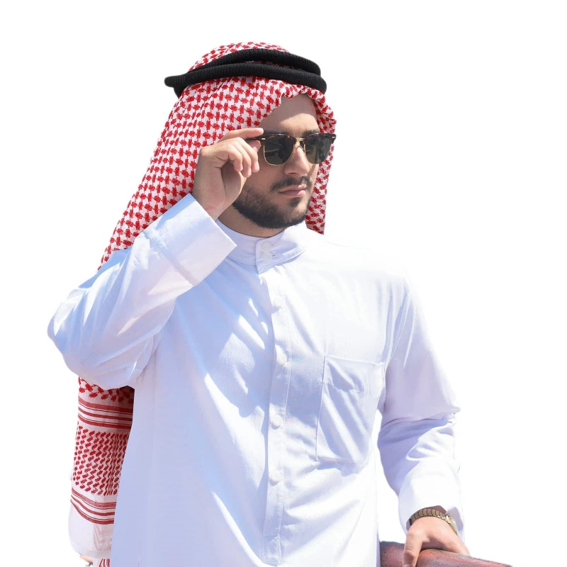 Арабская мусульманская мода, повязка на голову Kaffiyeh, дышащий тюрбан Shemagh Desert, длинный этнический квадратный шарф-хиджаб, повседневные платки