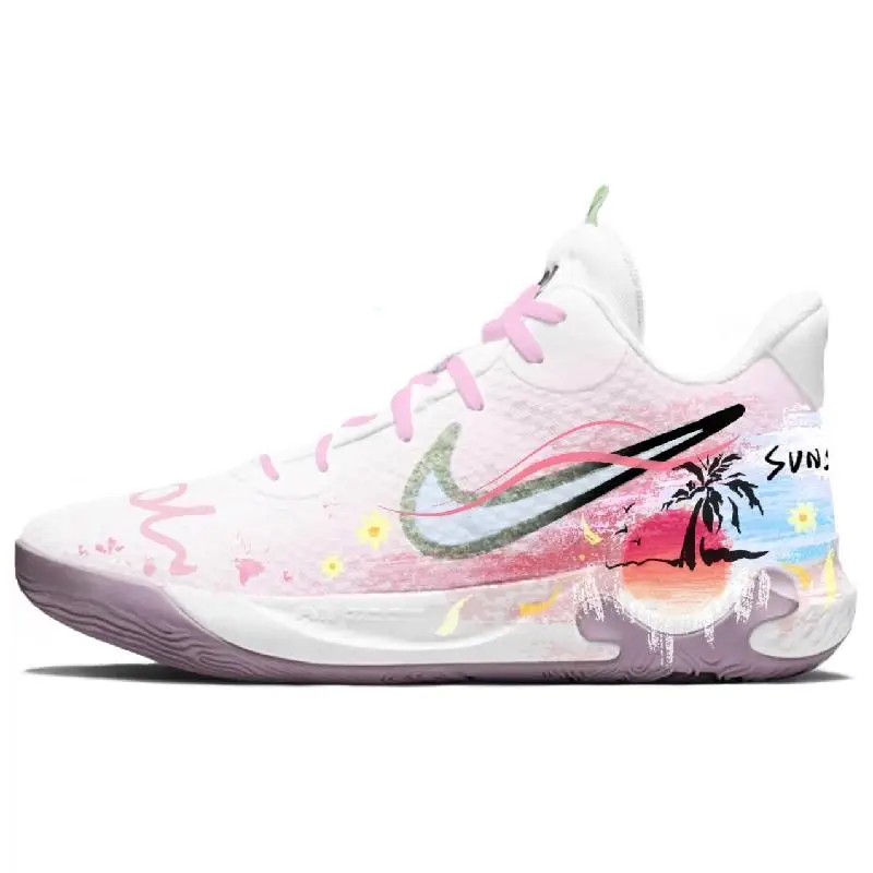 Фото 【Настроить】Nike KD Trey 5 IX винтажные баскетбольные кроссовки мужские низкие розовые/белые кроссовки DJ6922-100 №2