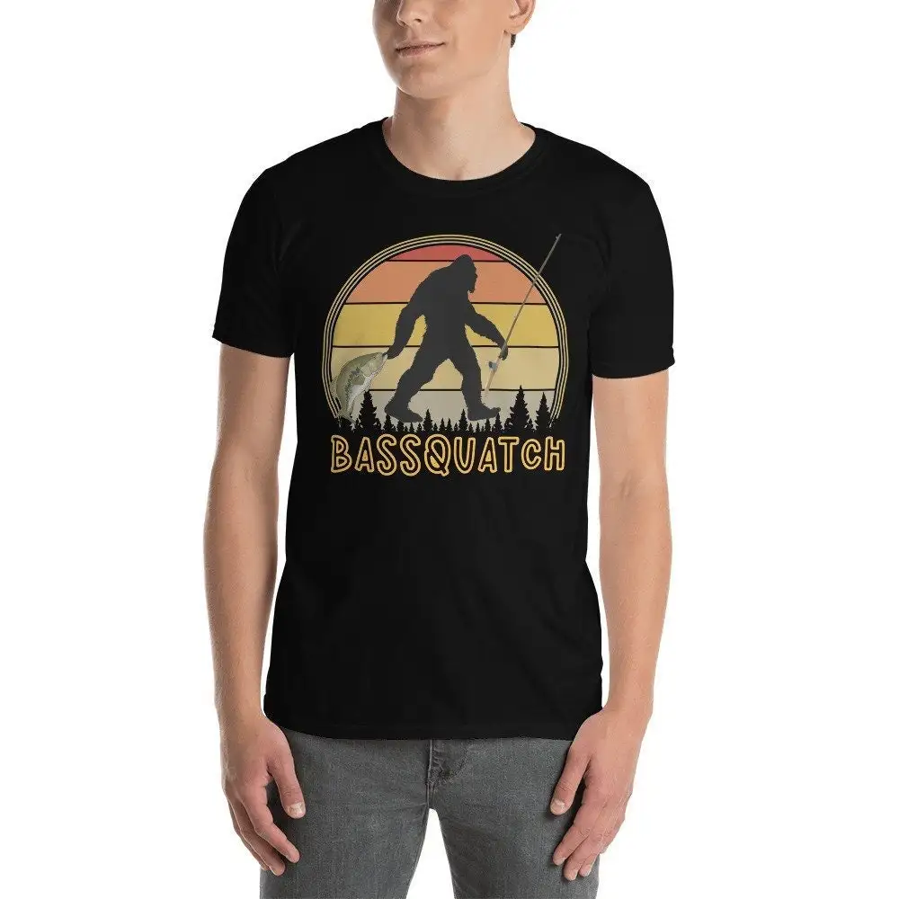 Мужская футболка Big Foot Fans Fishermen Women Bassquatch Sasquatch Gone Fishing Bigfoot