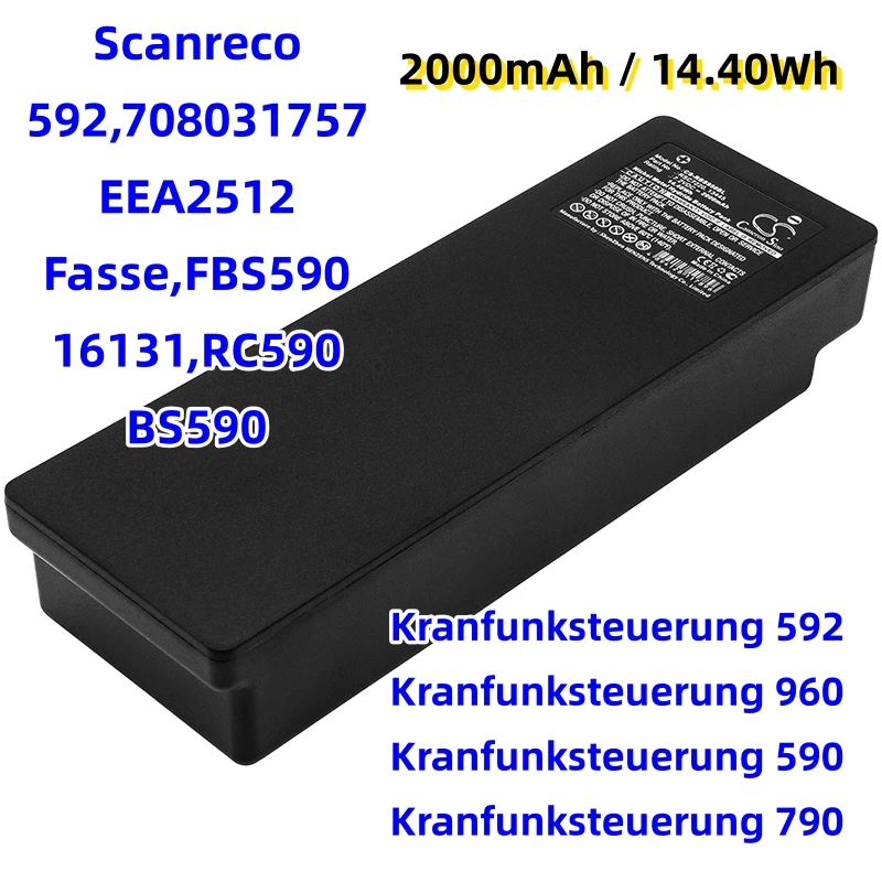 Сменный аккумулятор для Scanreco:592, 708031757 ,EEA2512,Kranfunksteuerung 592(960,590,790),Fasse,FBS590,16131,RC590,BS590-3000мАч