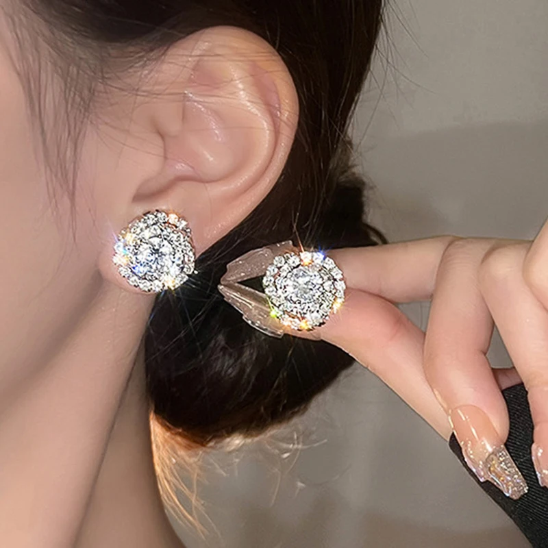 Серьги-гвоздики Huitan женские с фианитами, роскошные модные ювелирные украшения для свадьбы, помолвки, хороший подарок на день рождения