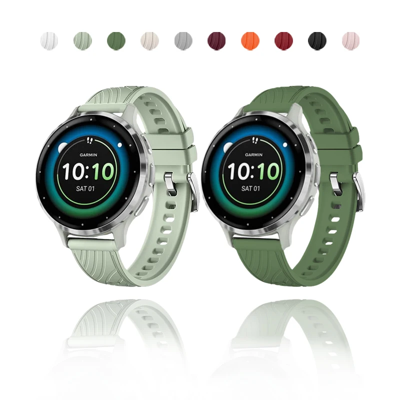 Ремешок для часов диаметром 18 мм, совместимый с Garmin Vivoactive 4s, зеленый водонепроницаемый ремешок для пикника на открытом воздухе, подходит для Garmin Forerunner 265S/255S