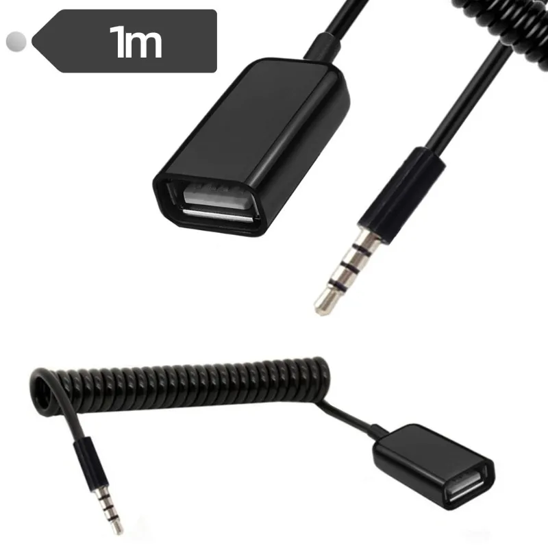 Телескопический пружинный кабель, автомобильный Aux-конвертер, USB-CD-плеер, MP3-аудиокабель, аудиокабель 3,5 мм, AUX, аудиокабель