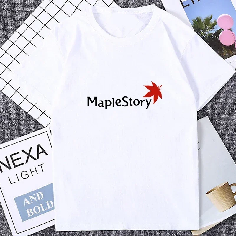 MapleStory, популярная одежда в Корейском стиле для фанатов игры Otaku, Милые Забавные футболки с принтом, персонализированная футболка с персонажами мультфильмов, Harajuku ACG футболки