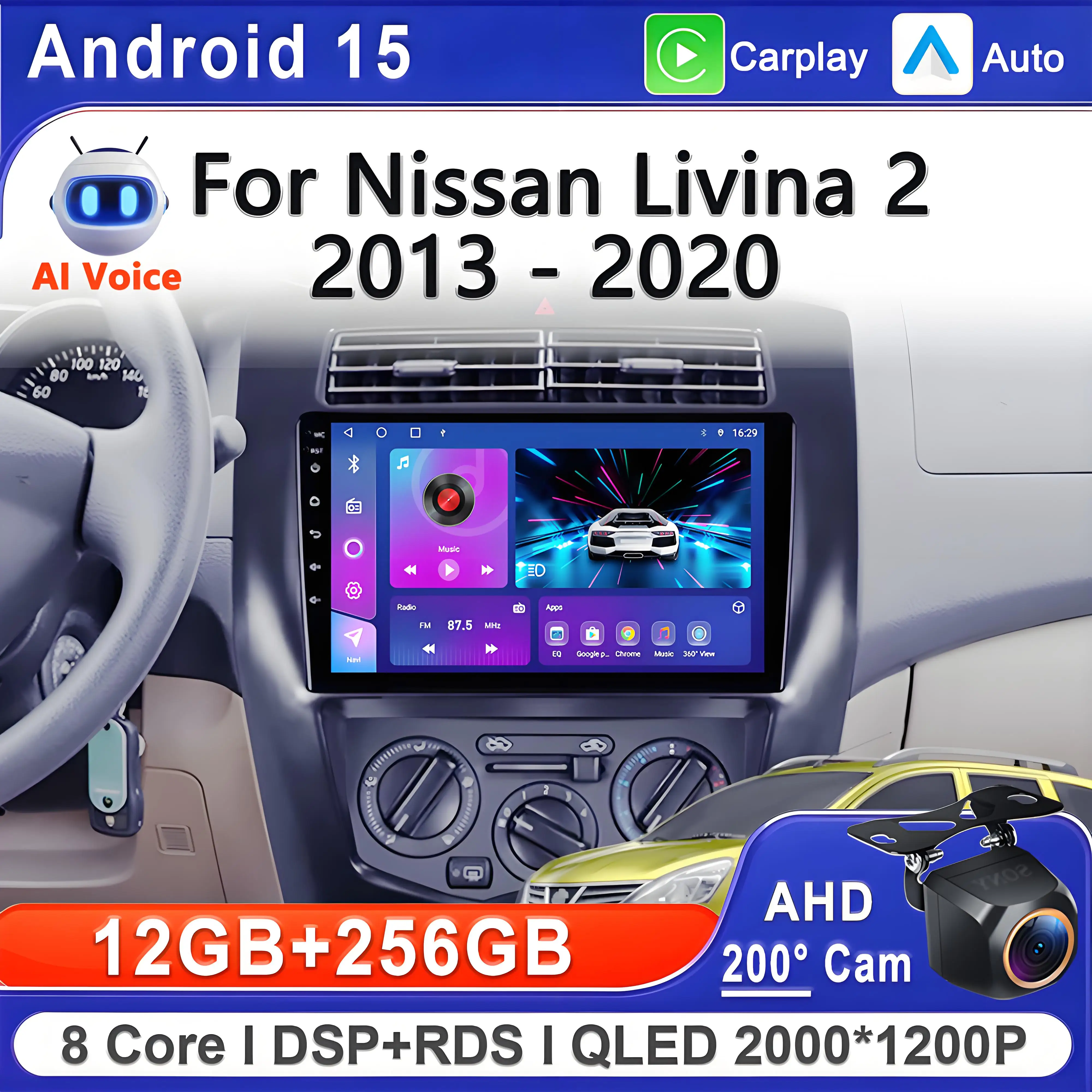 Android 15 для Nissan Livina 2 2013-2020 автомобильный радиоприемник мультимедийный видеоплеер навигация стерео GPS экран головное устройство DVD android