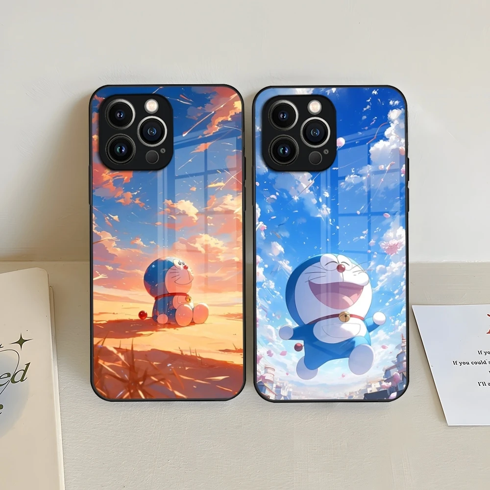 Чехол для телефона с рисунком DoraemonES для IPhone 15, 13, 14, 16, 12, 11 Pro XS Max Plus Mini X XR SE2020, чехол из закаленного стекла