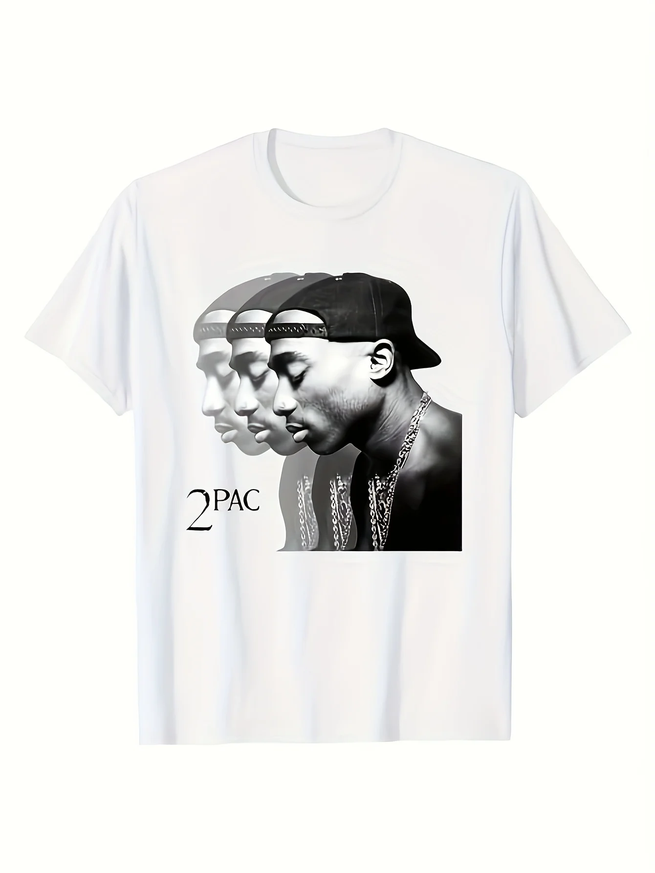 1 шт. футболка с принтом Tupac 2PAC, 220 г высокоэластичного хлопка, круглый вырез, короткий рукав, всесезонная повседневная футболка из трикотажной ткани