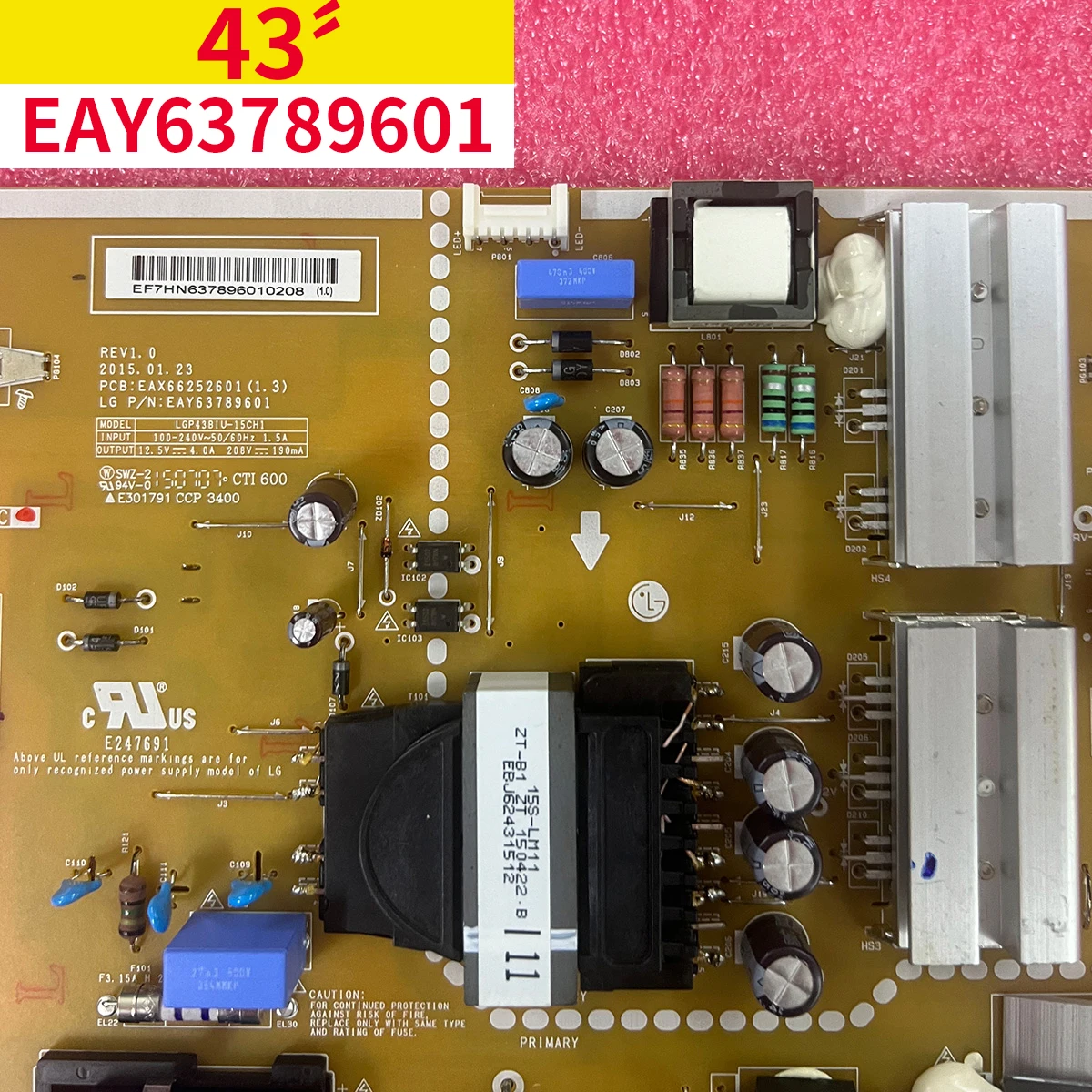 100% тест на EAX 66252601   ЭЙ 63789601   плата питания 43UF6600-CD 43UF6300-CD