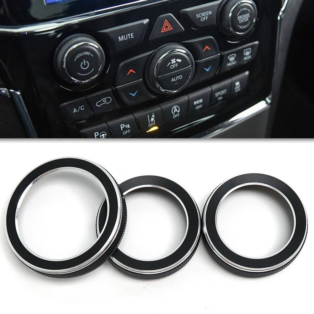 Фото Для Jeep Grand For Cherokee 2014 2015 2016 2017 2018 2019 2020 2021 автомобильный черный переключатель переменного тока отделка кольцевая ручка крышки 3 шт. №2
