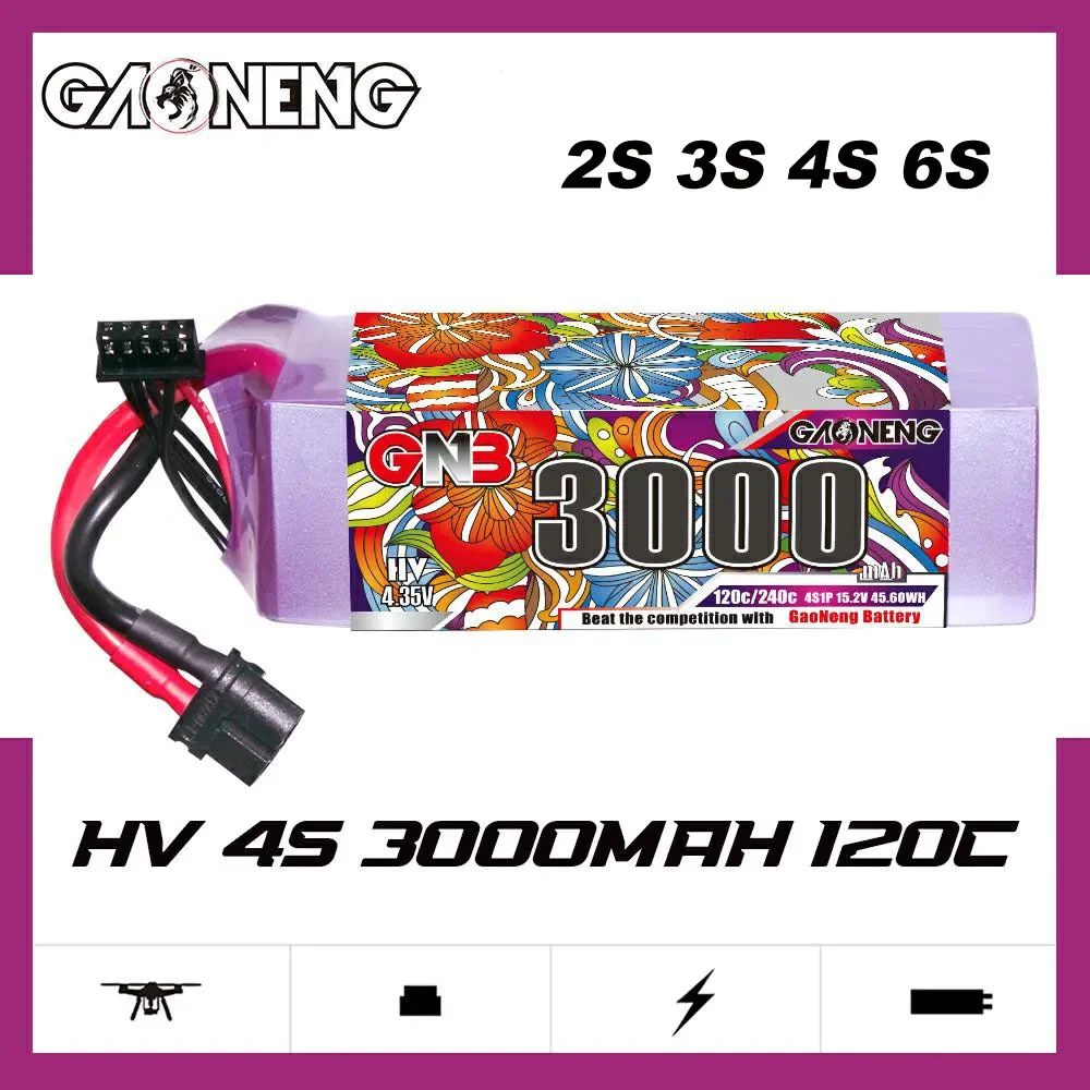 GAONENG GNB 3000mAh 120C 2S-7,6 V 3S-11,4 V 4S-15,2 V 6S-22.8V Φ Weight LiHV Battery XT60 Plug для радиоуправляемого вертолета FPV дрона автомобиля