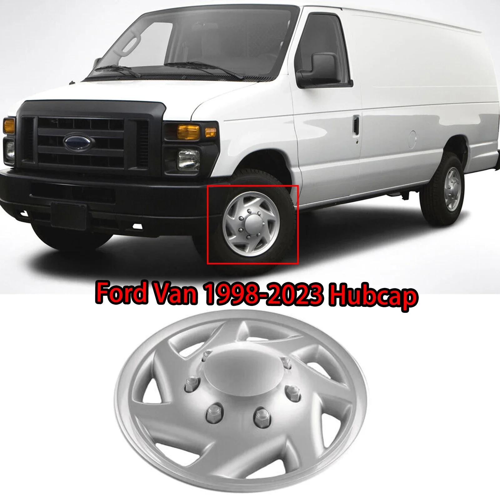 Для Ford E-Series Van 1997-2023 Silver Hubcap 16-inch Heavy Duty Snap-On