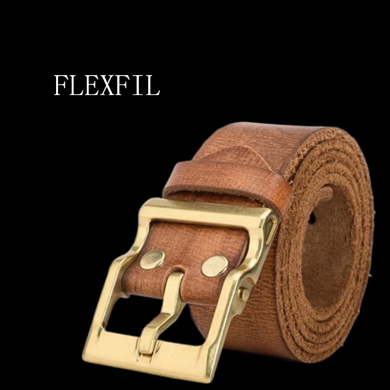 FLEXFIL мужской кожаный ремень высокого качества, деловой модный винтажный классический брендовый простой поясной ремень из коровьей кожи, джинсовый мужской ремень Ремни