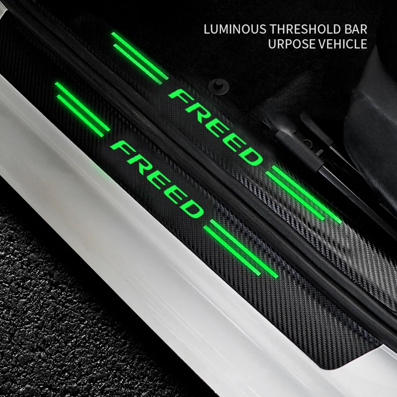 Светящиеся автомобильные пороги, педальные полосы для Honda FREED, логотип, задний порог багажника, защитная наклейка на бампер, защита от царапин, наклейки