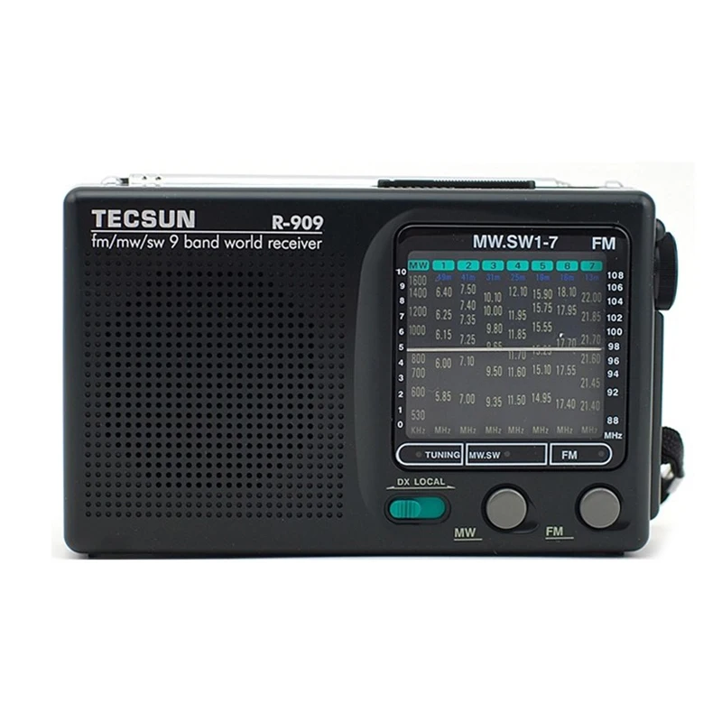 TECSUN R-909 AM/FM/SW радио 1-7 9 диапазонов приемник мирового диапазона Портативный радиоприемник FM: 87,0-108 МГц/ŸMW: 525-1610 кГц Ретро Карманный популярный