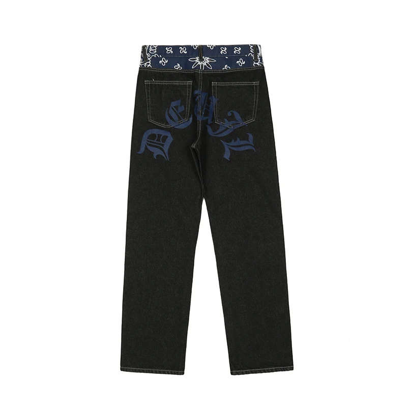 Celana Jeans Sobek Huruf Mete Pinggang Jeans Sobek Celana Denim, Celana Denim, ретро (art.: 3920c118c2676) - 3920c118c2676