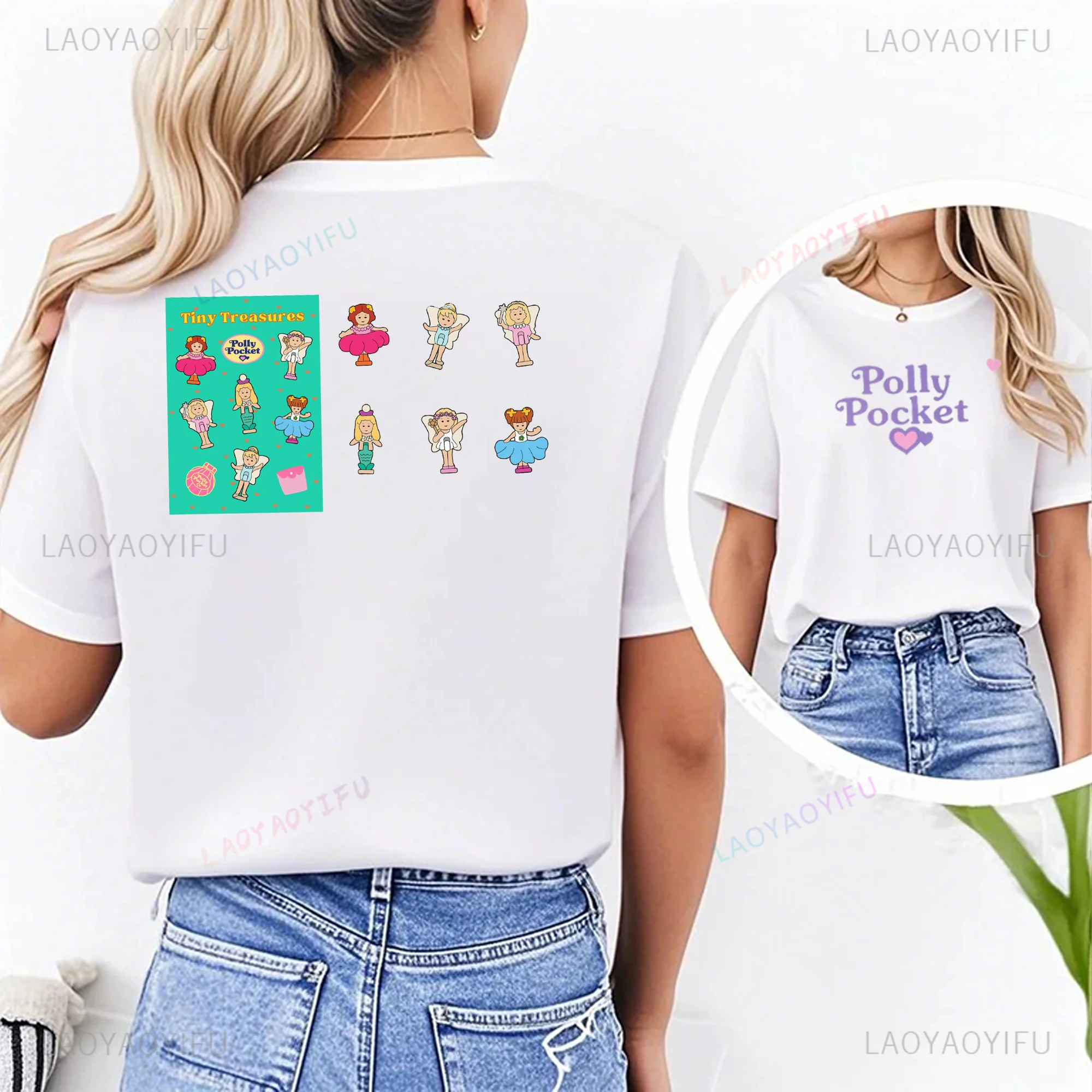 Футболка с карманом Polly с принтом, милые топы с карманами Polly Pocket, футболка с героями мультфильмов Polly Pocket, толстовка для повседневной носки, женская футболка (art.: 3920cda714caa) - 3920cda714caa