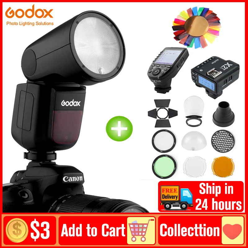 Godox V1-C V1-N V1-S V1F V1O V1 TTL вспышка с круглой головкой Speedlight Camera Speedlite для Canon Nikon Sony Fujifilm Olympus Pentax