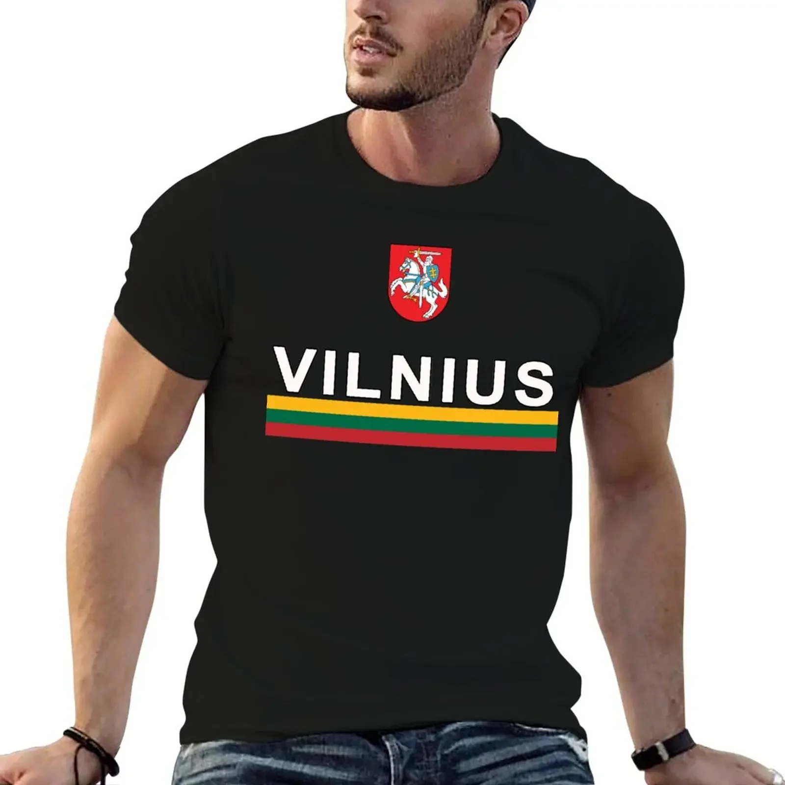 Литва 164 City Lietuvos Jersey Design Футболка топы черные мужские тренировочные рубашки