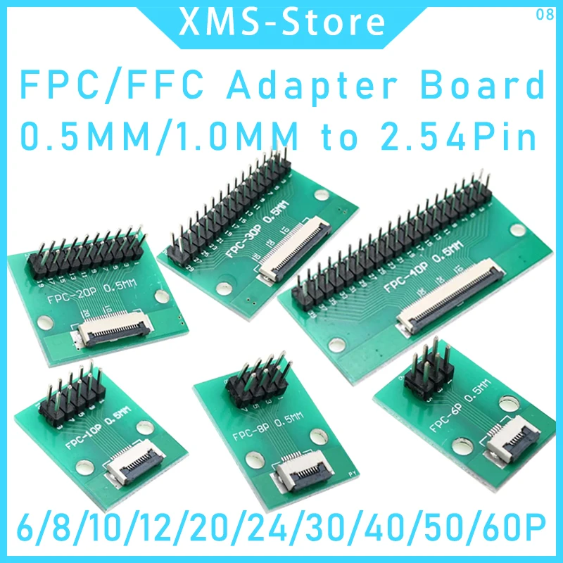 1 шт. FPC FFC кабель 6 8 10 12 14 20 30 40 PIN 0,5 мм штекер разъем SMT адаптер для 2,54 мм 1,0 дюйма штекер сквозное отверстие DIP PCB