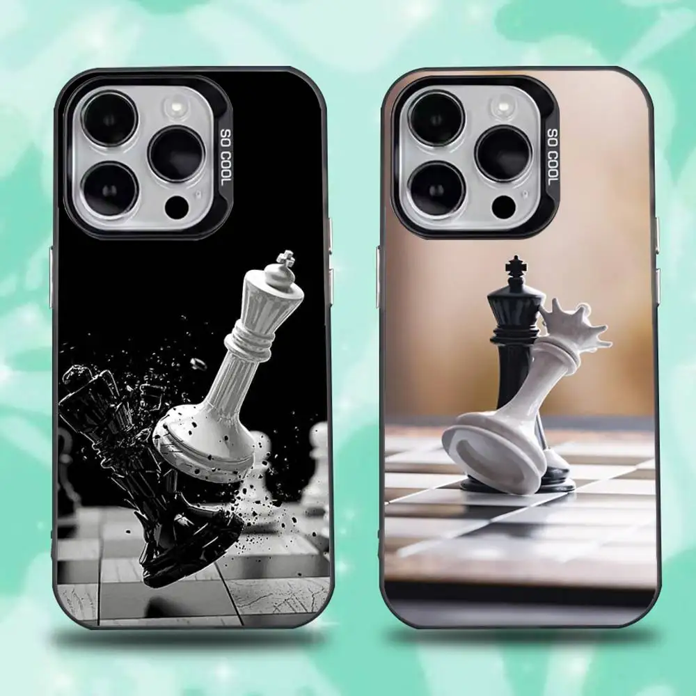 Чехол для телефона Competitive Chess Game для iPhone 16,15,14,13,12,11, Mini, Pro, E, SE4, XS, MAX Black Candy Matte Cover